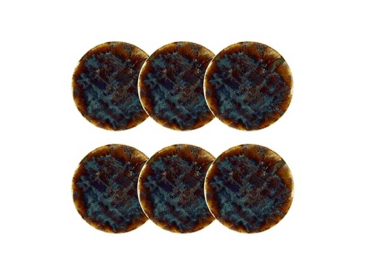NOVASTYL - Lot 6 assiettes plates volcano 27cm en porcelaine marron - 2614370