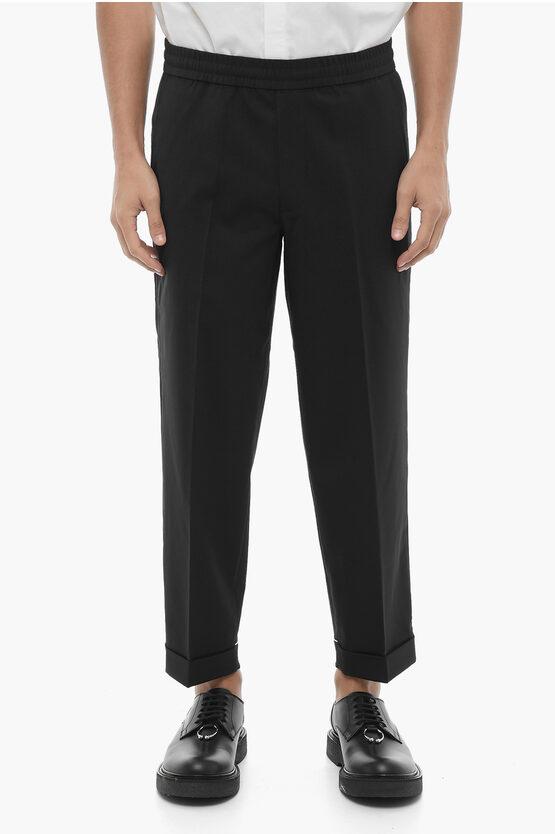Pantaloni REM Slim Fit a Vita Bassa con Elastico in Vita in Schwarz