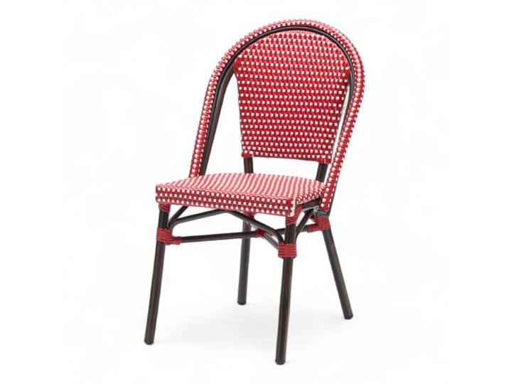 Chaise de terrasse PARIS - Tressage rouge et blanc