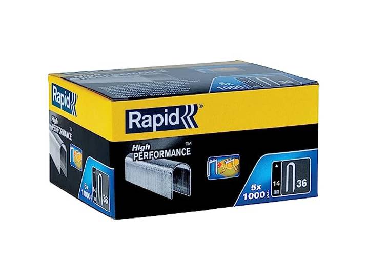 Rapid - Agrafes câbles n°36/ 14mm - 5000pcs - Boîte PRO (11886910) Fil galvanisé\, Haute performance - Couronne arrondie - Pointes affûtées - Pour câbles basse tension max 50V\, 6mm de diamètre