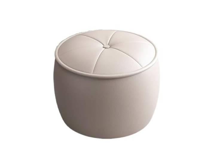 DANNMPX Sitzhocker Wohnzimmer Fußhocker Leder Runder Hocker Vielseitig Bequem for Zuhause Zusätzliche Sitzplätze(White)