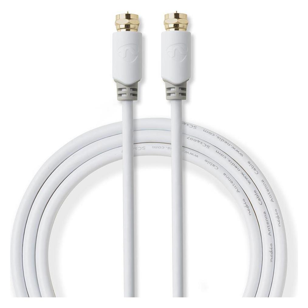 Nedis Satellite & Antenna Cable F Male F Male Gold Plated 75 Ohm Single Shielded 1.00 m Round PVC Wh (75 dB) (CSBW41000WT10)