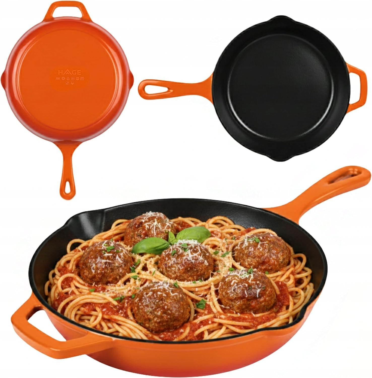 Hage Geëmailde gietijzeren pan, oranje, 26 cm