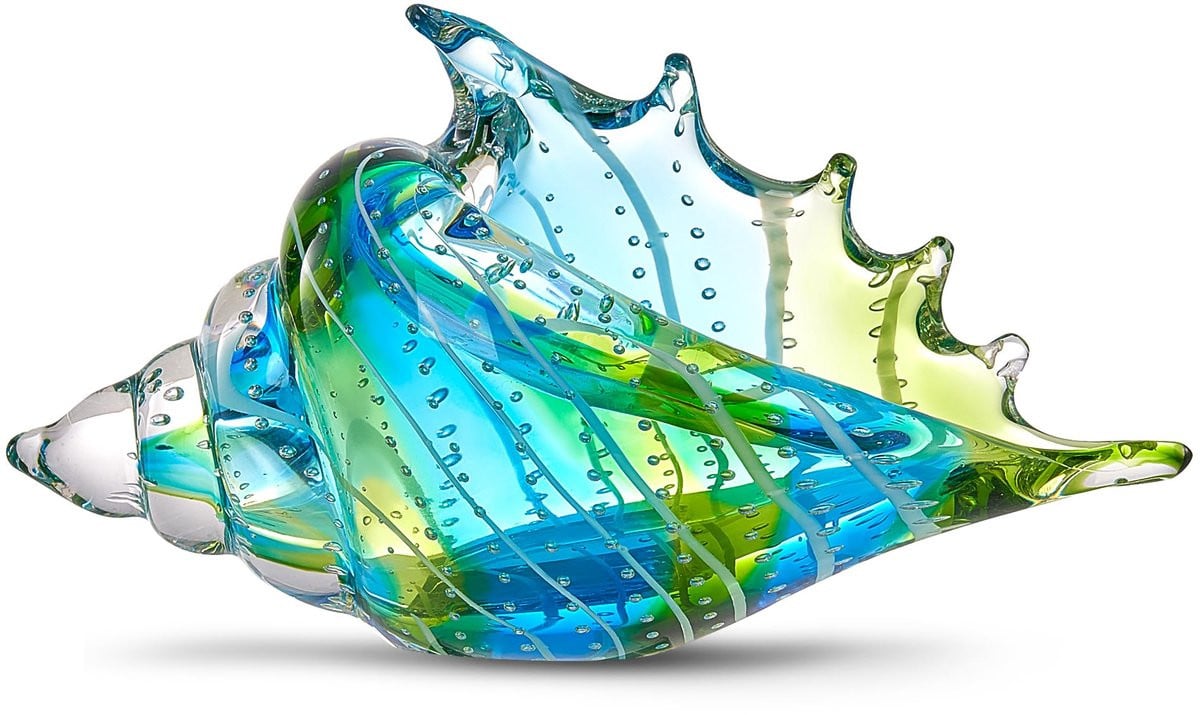 Handgeblazen glazen schelp ornament voor woondecoratie en verzameling