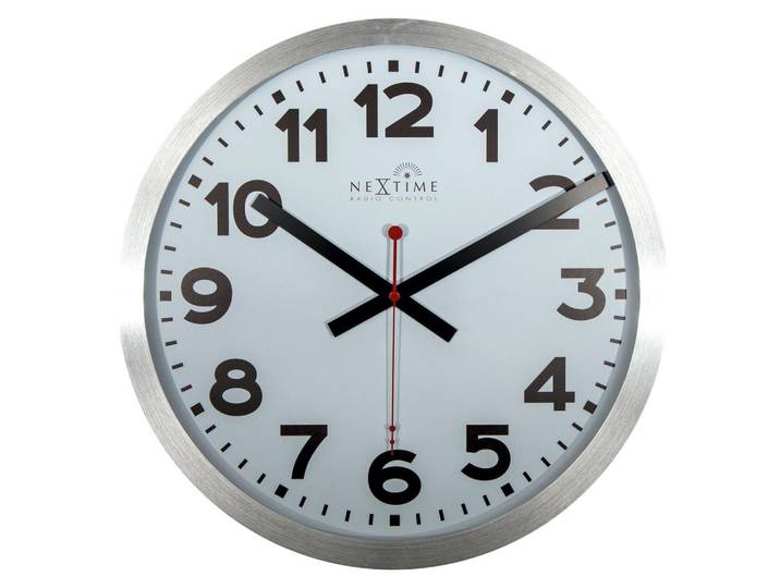Nextime Wanduhr, Silberfarben, Metall, 35x35x4.5 cm, RoHS, CE, Funkuhr, Dekoration, Uhr, Wanduhren