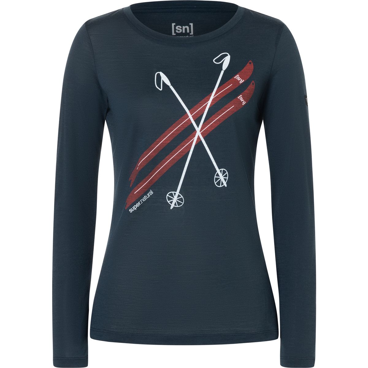 Super.Natural W Kryssede Ski LS blueberry/fresh white/high risk red (38C) S SNWP0406438CS