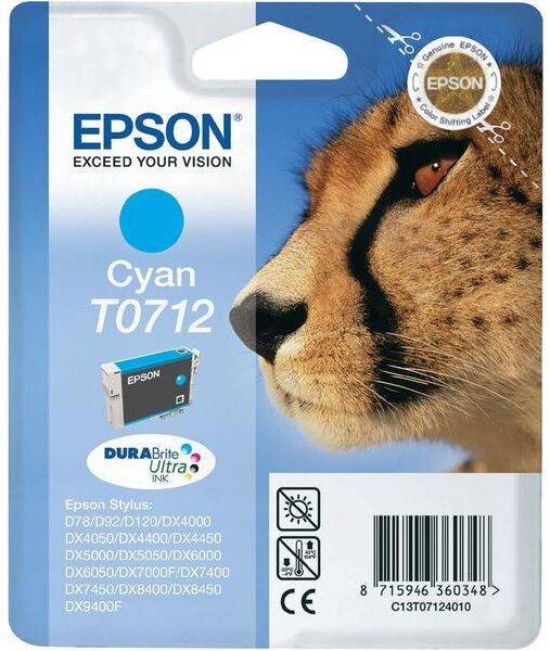 Epson T071 (C13T07124010) - Cyan - Cartouche d'encre Cyan