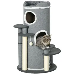 PawHut Katzen Kratzbaum 99 cm Kratztonne Katzenbaum mit Katzenbett, Spielball