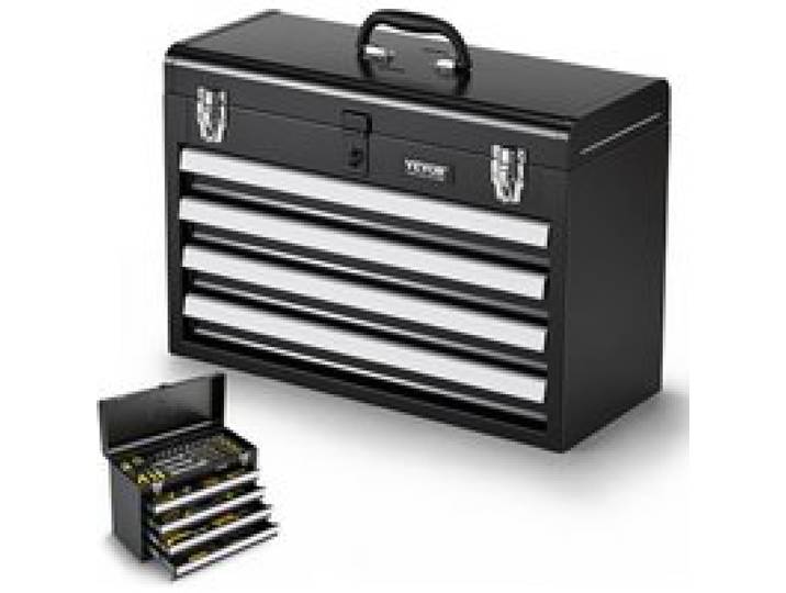 VEVOR Werkzeugkasten 520x218x361 mm, Werkzeugkiste mit 4 Schubladen, Werkzeugkoffer mit EVA-Einlagen, Schubladenverriegelung mit Kugellagern & Pulverbeschichtung, multifunktionaler Werkzeug-Organizer