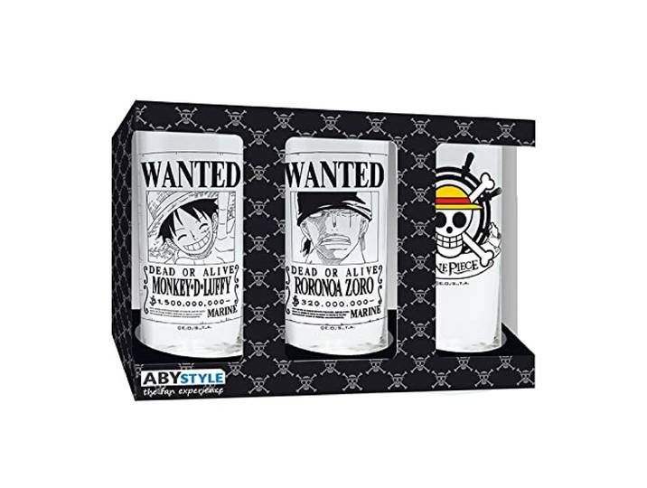 One Piece Luffy Zoro & Skull Lot de 3 verres