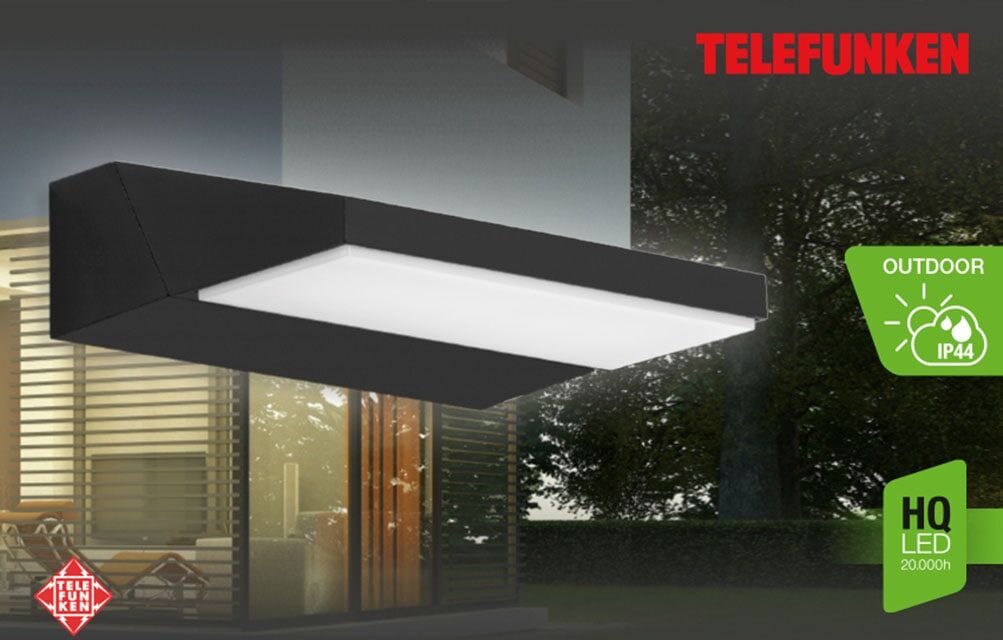 LED Außen-Wandleuchte TELEFUNKEN "BERGEN", schwarz-weiß (weiß, neutral), Leuchten, LED Außen-Wandleuchte
