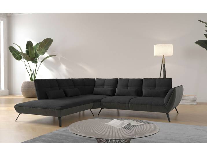 Ecksofa, Grau, 297x245 cm, 100% Polyester, Sitztiefenverstellung, Modern
