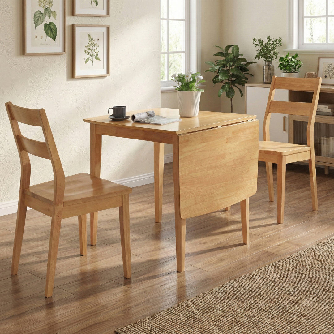 George Oliver Bodie Extendable Solid Wood Base Dining Table Oak Wood