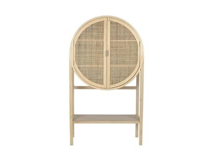 Sideboard, modernes Design, Holz und Rattan, Natur, 90 x 40 x 160 cm