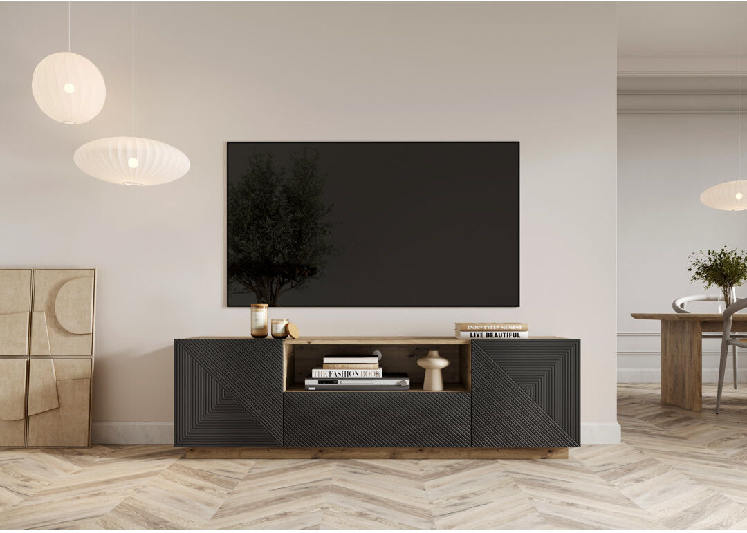 Ebern Designs Menelik TV Stand for TVs up to 55" Artisan/Rivier Stone 55"