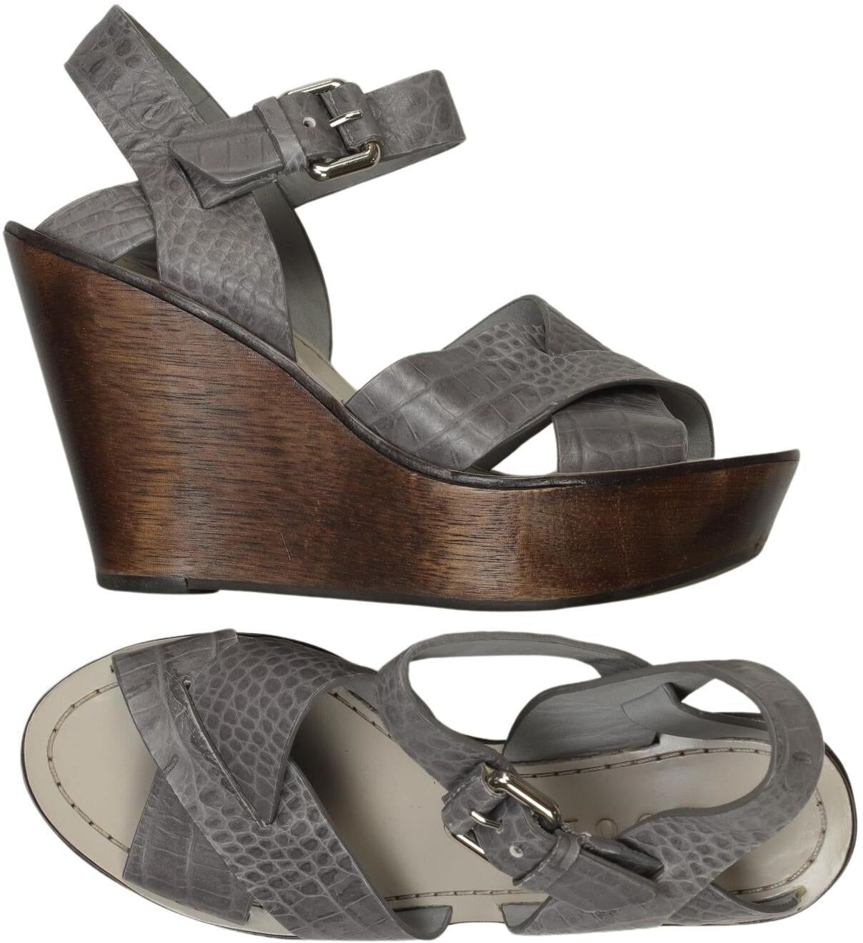 Theory Damen Sandalen, Grau, Gr. EU 36, Leder - Second Hand