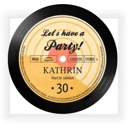 Einladungskarte 30. Geburtstag: Vinyl Record 30 mit Foto in Orange