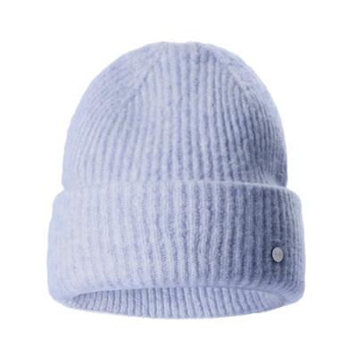 Strickmütze PEARLWOOD "ZOE", Damen, blau (aqua), Feinripp, Materialmix, unifarben, Mützen Strickmütze, Feinripp, wärmend, breiter Umschlag