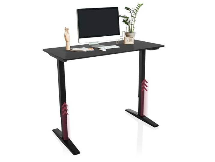 hjh OFFICE Schreibtisch höhenverstellbar, elektrisch 120x60 cm Stand Carbon Stabiler Sitz-Steh-Schreibtisch in Carbon-Optik, ergonomisch, Schwarz
