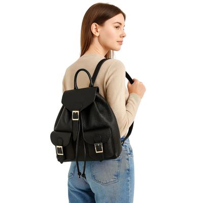 Rucksack "Chicaletta", Damen, Gr. B/H/T: 31cm x 30cm x 20cm, schwarz, 100% Rindsleder, COLLEZIONE ALESSANDRO, Rucksäcke Rucksack, lässiges Design aus echtem Leder