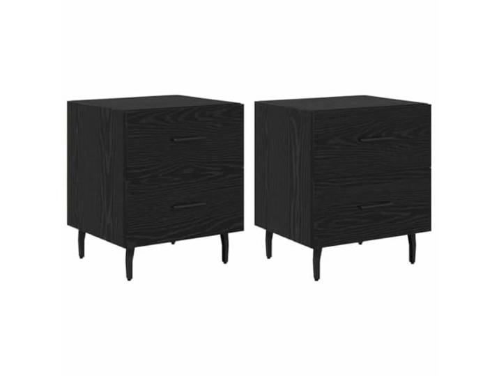 Heofavd 2er Set Nachttisch Schwarz Eichen-Optik 40x35x47,5 cm