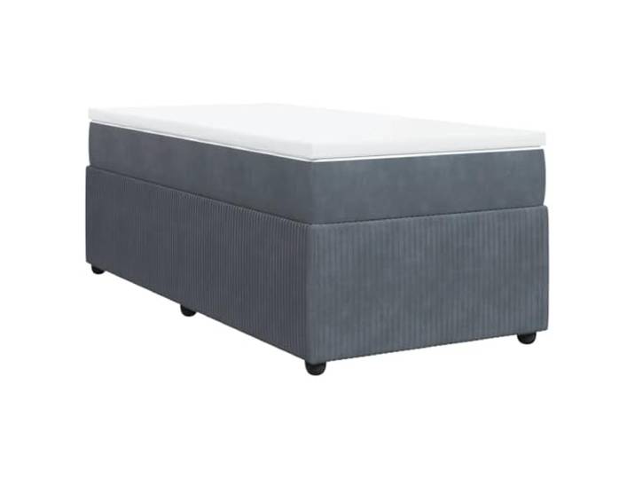 vidaXL Boxspringbett mit Matratze Dunkelgrau 90x190 cm Samt