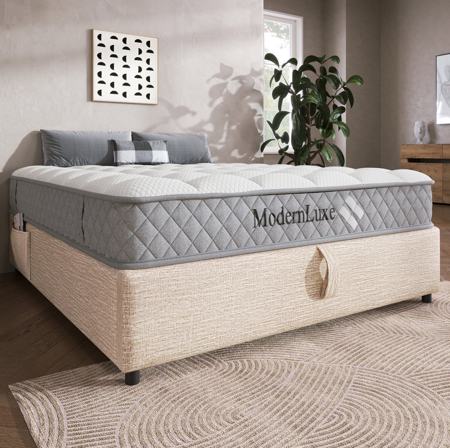 Pocketveringmatras 160x200 cm - 7 zones, H3 gemiddeld, koudschuim, wit