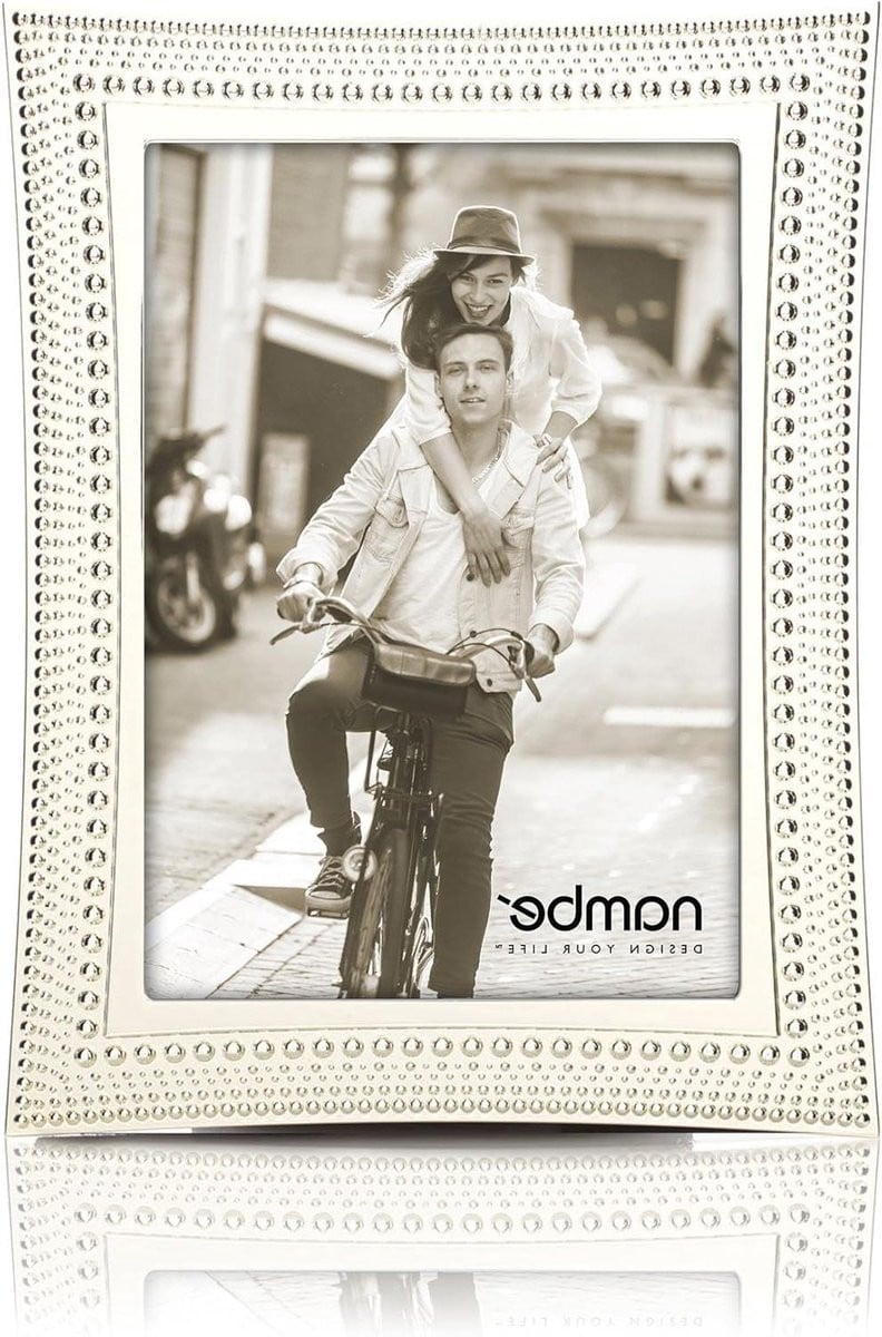 Zilveren Kralen Fotolijst met Vintage Elegantie, 5x7 Inch
