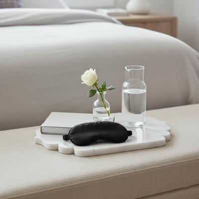 Sagebrook Home "Marble Decorative Tray Scalloped Edge for Office Bedroom - 1"" White - 14"" x 8"" x 0.5"""