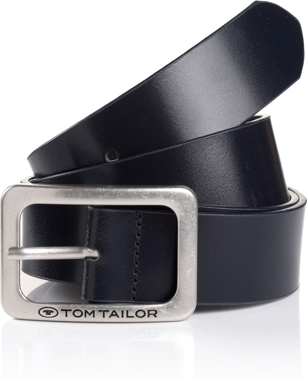 Ledergürtel TOM TAILOR "TTEVE", Damen, Gr. 75, blau (marine), Rindsleder, Gürtel Ledergürtel, 4 cm breiter Damen Ledergürtel, kalssiches Must-Have marine 75