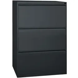 Gürkan Hängeregistraturschrank 3 Schübe 2-bahnig schwarz, 76x101x62 cm
