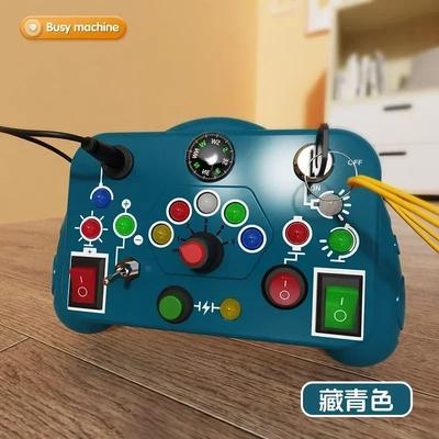 GlowBake Montessori Busy Board Sensory Toys With LED Light Switch Control, Travel Activity Children Game For Toddlers navy