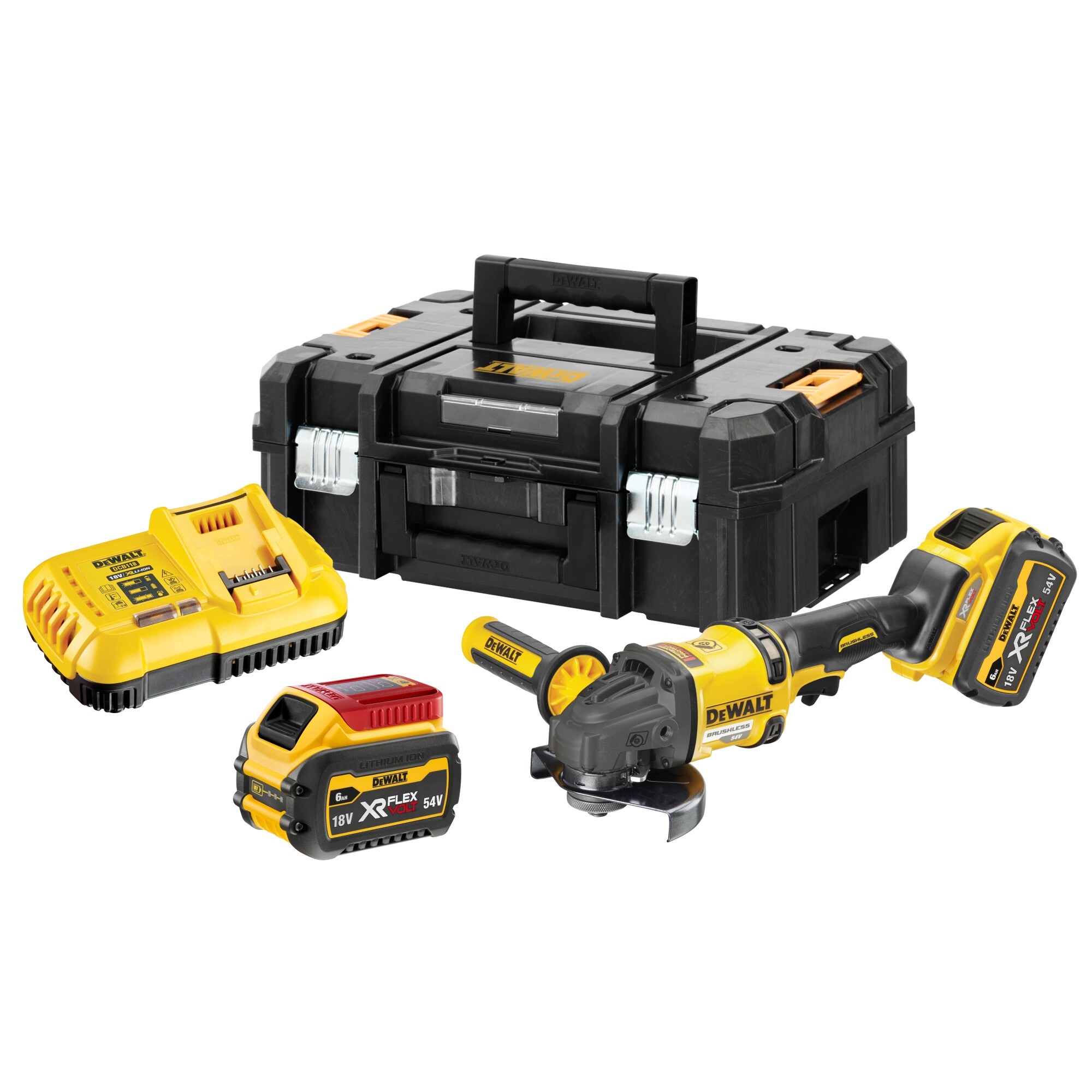 DeWalt DCG418T2-QW Akku-Winkelschleifer 125mm 2x6Ah 18/54V Li mit TSTAK Koffer