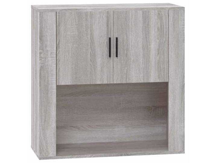 Wandschrank Sonoma Eiche grau 80x33x80 cm aus Holzwerkstoff Leicht zu reinigen, feuchtigkeitsbeständig, geräumig, Wandmontage, Universal, Anleitung inkl