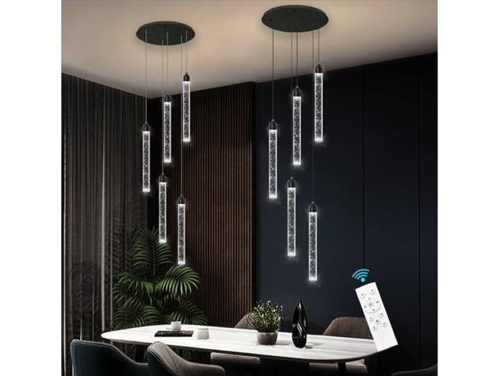 Kristall-Pendelleuchte, Mini-Kronleuchter, Blasen-Pendelleuchte für Kücheninsel, schwarze LED-Decken-Hängeleuchte, Badezimmer, Esszimmer, Flur, dimmbar, Unterputz-Deckenleuchte, dimmbar, 2700 K, 600