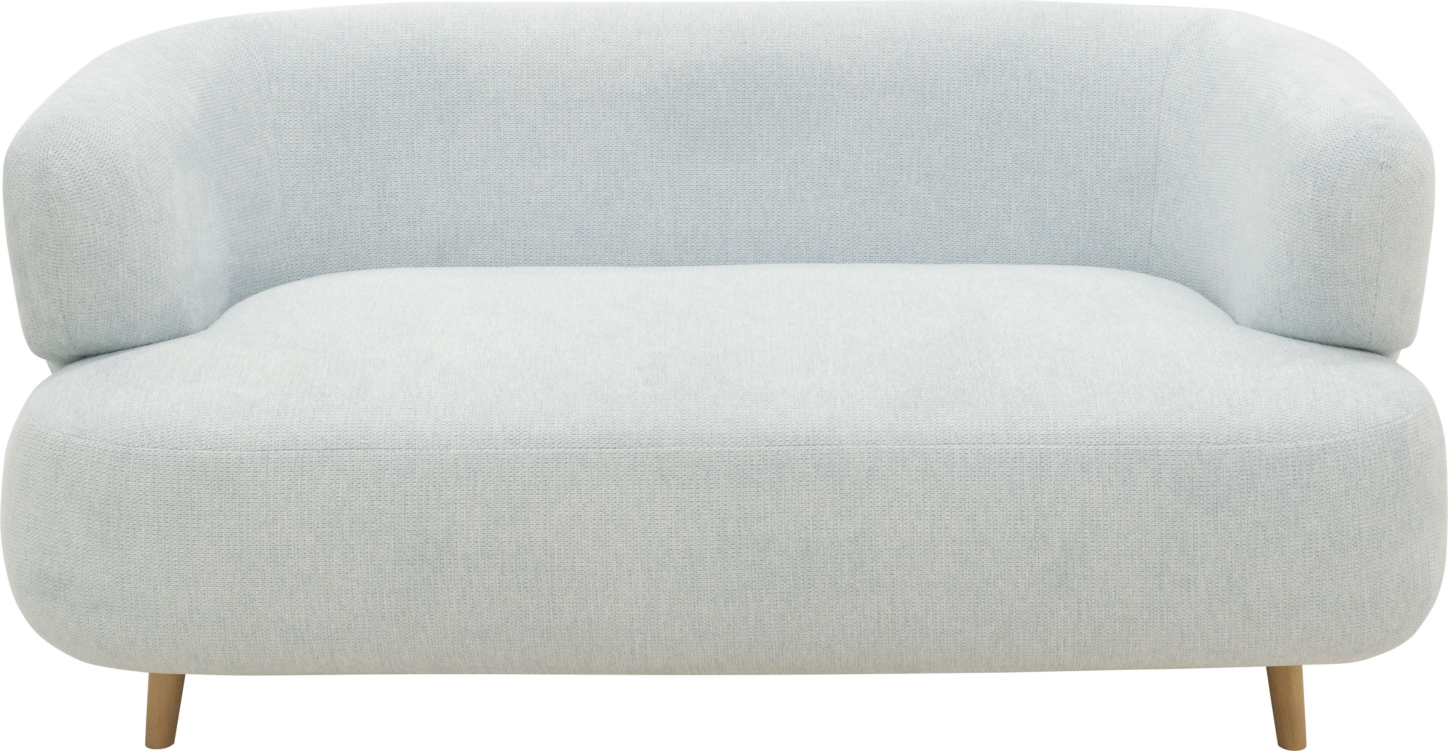 2-Sitzer HOME AFFAIRE "Tistam Runde Form", blau (hellblau), B:160cm H:73cm T:86cm, 95% Polyester, 5% Nylon, Sofas, 2-Sitzer, perfektes Einzelstück, organische Form, Füsse aus massivem Holze hellblau B/H/T: 160cm x 73cm x 86cm, Struktur weich