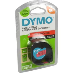 Dymo Label Band Letratag 91203 (S0721630) schwarz auf rot 12mm x 4m Plastik