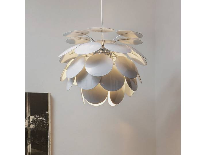 Discoco Suspension Ø53 Blanc - Marset Discocó - Salon / séjour - Design - Plastique - À ampoule unique