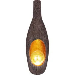Solarleuchte Gartendeko für Außen Deko Design Solarleuchte Rattan-Optik goldfarben mit Glaskugel, Crackle braun, LED warmweiß, LxH 14,3x45,5 cm