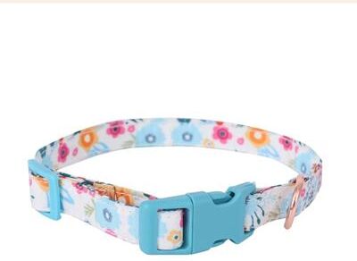 Uplifted Finds Meadow Soft Floral Harness & Leash Set blue Collar l