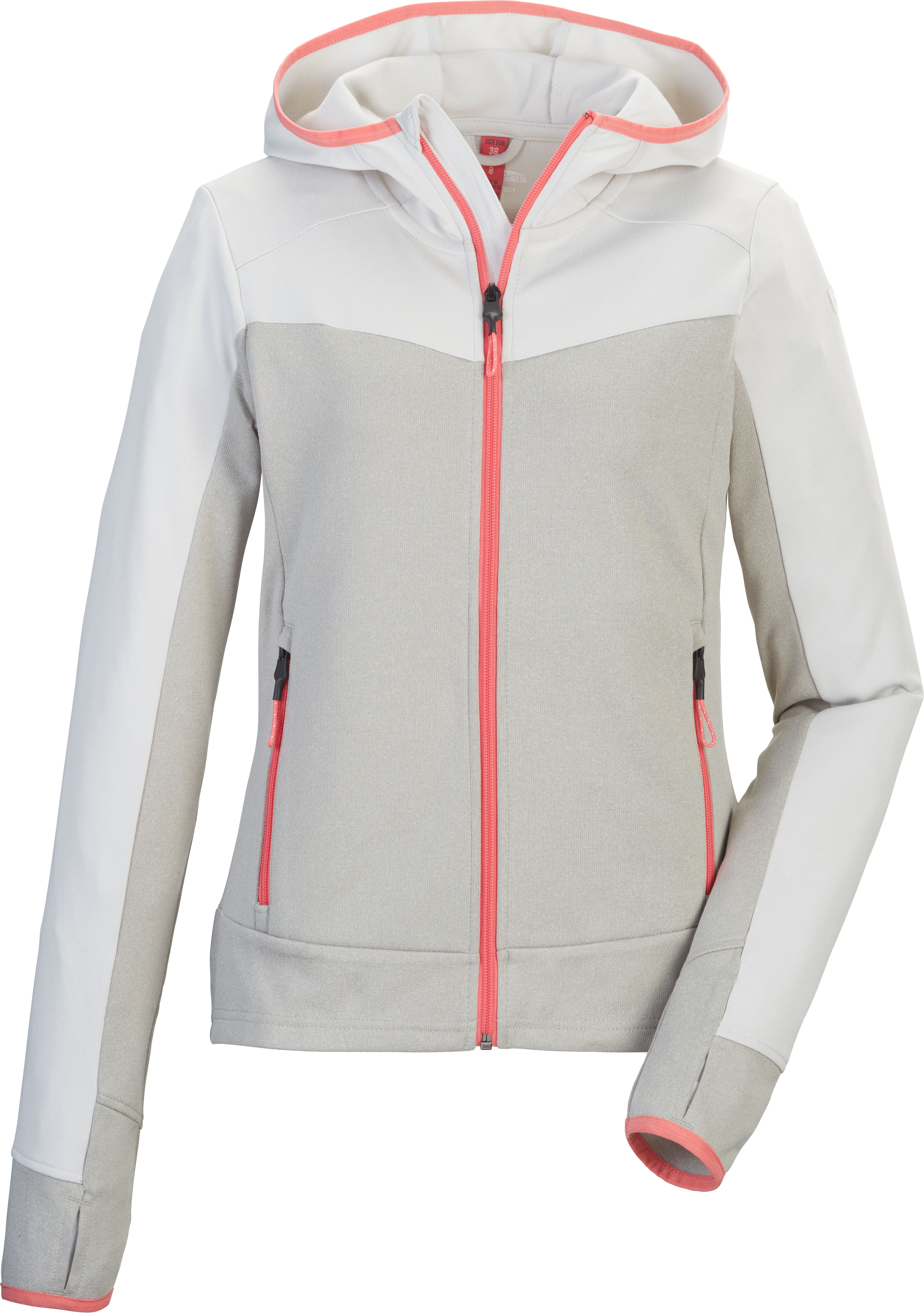 Funktionsjacke KILLTEC, Damen, Gr. 40, grün (helloliv), Fleece, Obermaterial: 100% Polyester, Jacken Funktionsjacke, wärmende Übergangsjacke, für wechselhafte Tage, sportlicher Stil