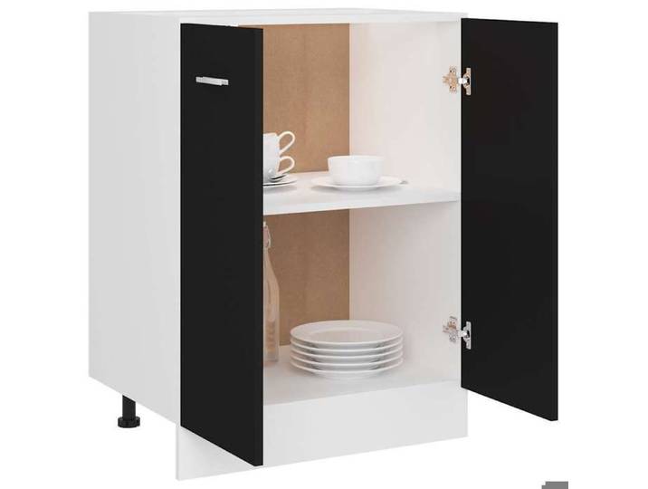 Décoratif - Meuble bas  Lyon  Vintage Meuble bas de cuisine Noir 60x46x81 5cm - bois d'ingénierie con5444434