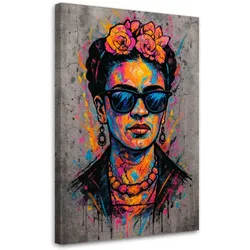 LEINWANDBILD Frida Kahlo Porträt einer Frau Pop Art 80x120cm