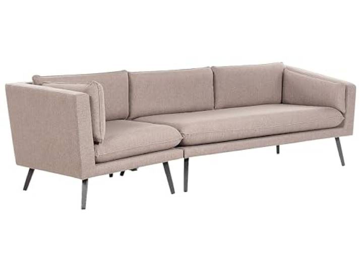Beliani Modulares 3-Sitzer Garten Ecksofa beige link seitig Wohnlandschaft L-Form Modern Loretello