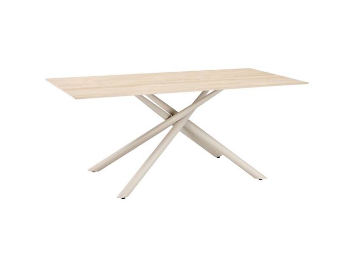 Mid.you Esstisch, Beige, Metall, Stein, rechteckig, Rundrohr, 180x76x90 cm, Bsci, Esszimmer, Tische, Esstische