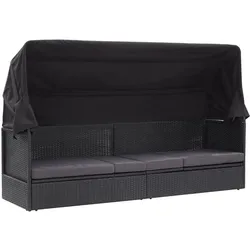 Helloshop26 - Outdoor-Schlafsofa mit schwarzem gewebtem Harzdach 02_0012024