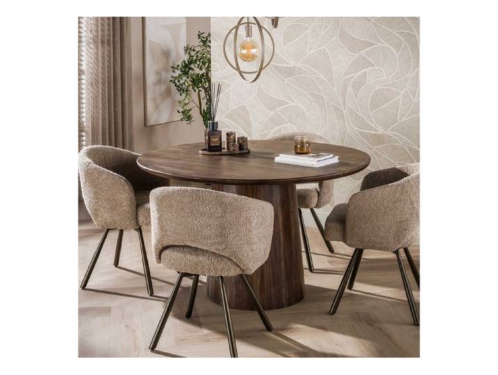 alesvelt Esstisch ONDA ROTONDO Runder Massivholz-Tisch mit Säulenfuß Akazie 130Ø (1-Tisch), Ø130cm