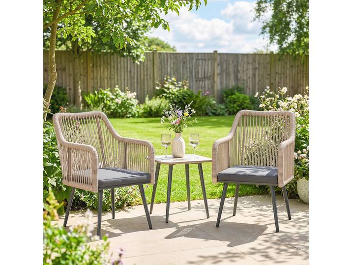 Outsunny Set 2 Chaises Rotin Gris Foncé avec Coussins