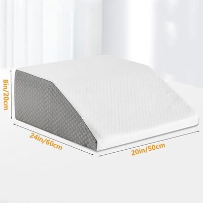 Handpicked Choices ErgoLift Memory Foam Leg Elevating Pillow Wedge For Side Sleeping Relief And Circulation Support white gray