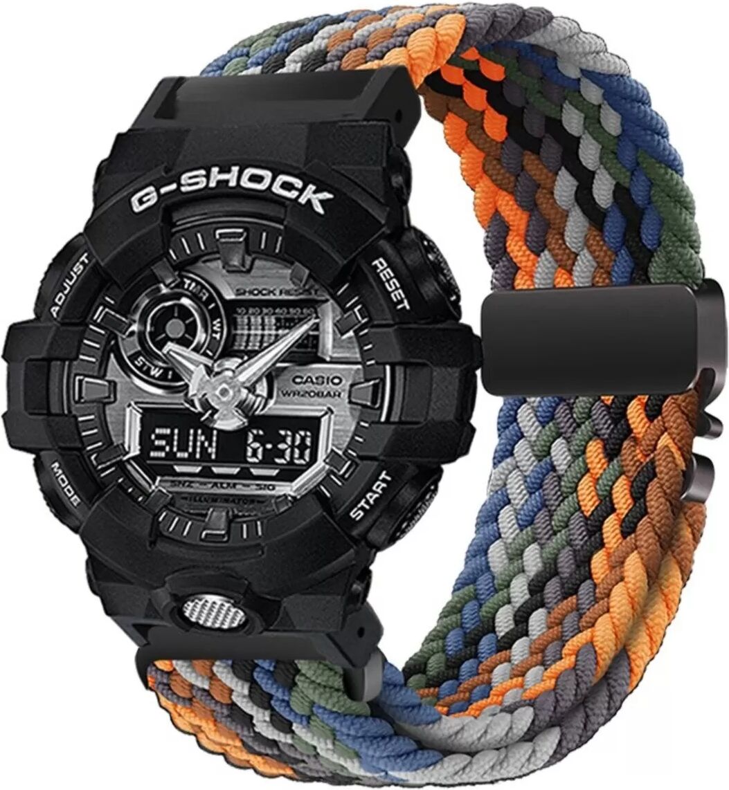 INF Atmungsaktives Nylon Uhrenarmband kompatibel mit Casio G-SHOCK GA-110/GA120/700 mit Paracord-Schnalle Mehrfarbig